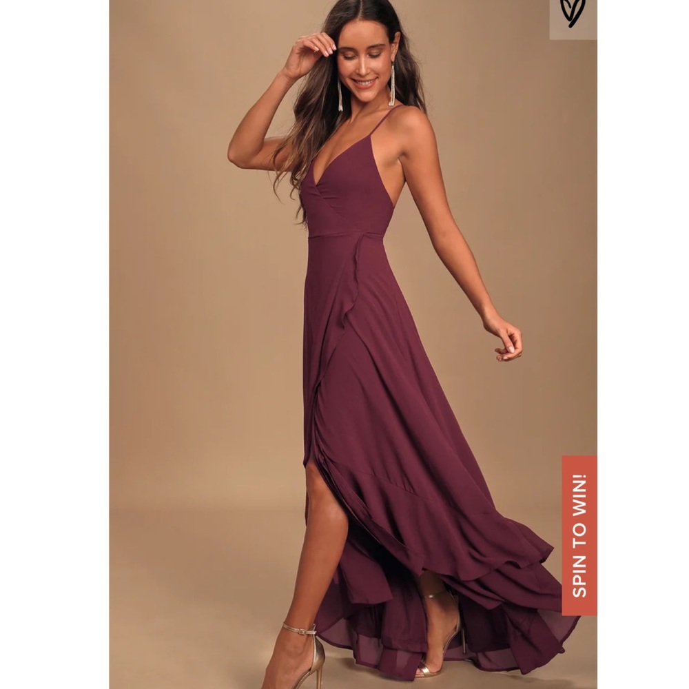 Plum Lace-up High Low Maxi Dress